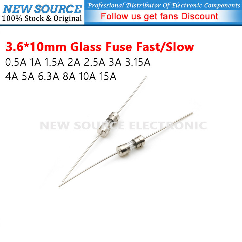 [10 ชิ้น] 3.6*10 มม.Fast/Slow Blow Tube ฟิวส์ 0.5A 1A 1.5A 2A 2.5A 3A 3.15A 4A 5A 6.3A 8A 10A 15A AM