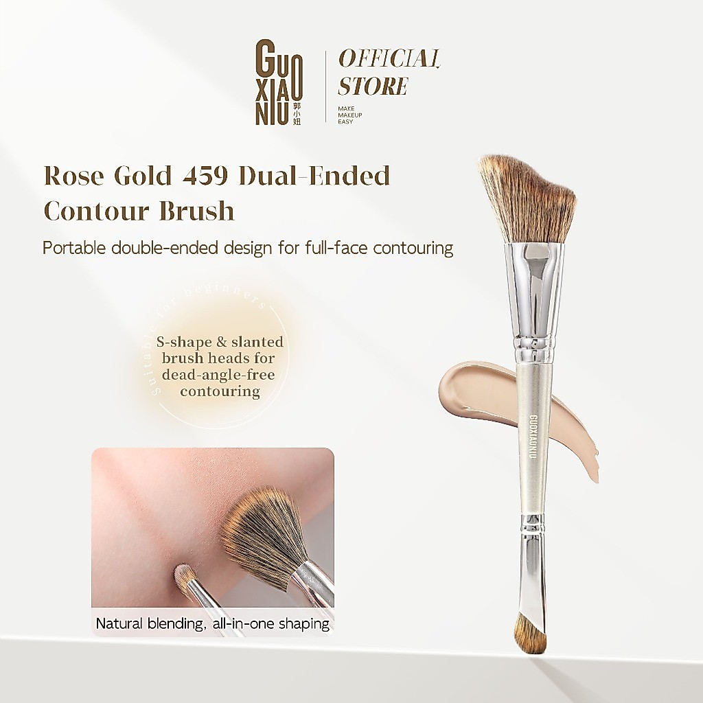 GUOXIAONIU 2-in-1 Dual-end Contour Brush แปรงแต่งหน้ามัลติฟังก์ชั่นสําหรับจมูกและรูปหน้าเครื่องมือแต่งหน้ามืออาชีพ