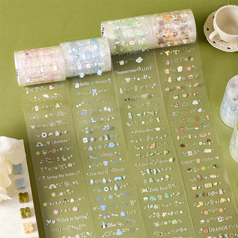 Journal GO 2Mx5 ซม.กระซิบ Four Seasons เทปสติกเกอร์น่ารักสมุดภาพ Collage Junk Journal diy Mini Decals การ์ด Masking เทป