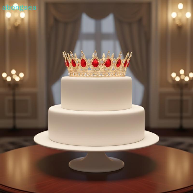Abongsea Crown Tiara เค้ก Topper คริสตัลเพิร์ล Luxury Cupcake Topper สําหรับปาร์ตี้เด็กสาวเจ้าหญิงวั