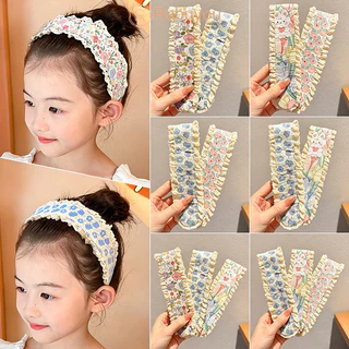 Rubuyou ﻿ แถบคาดศีรษะแฟชั่นเกาหลีสำหรับเด็กสาว ลายดอกไม้แบบถัก Velcro ยางรัดผมสำหรับสร้างสไตล์น่ารัก พร้อมส่งในไทย-COD💕