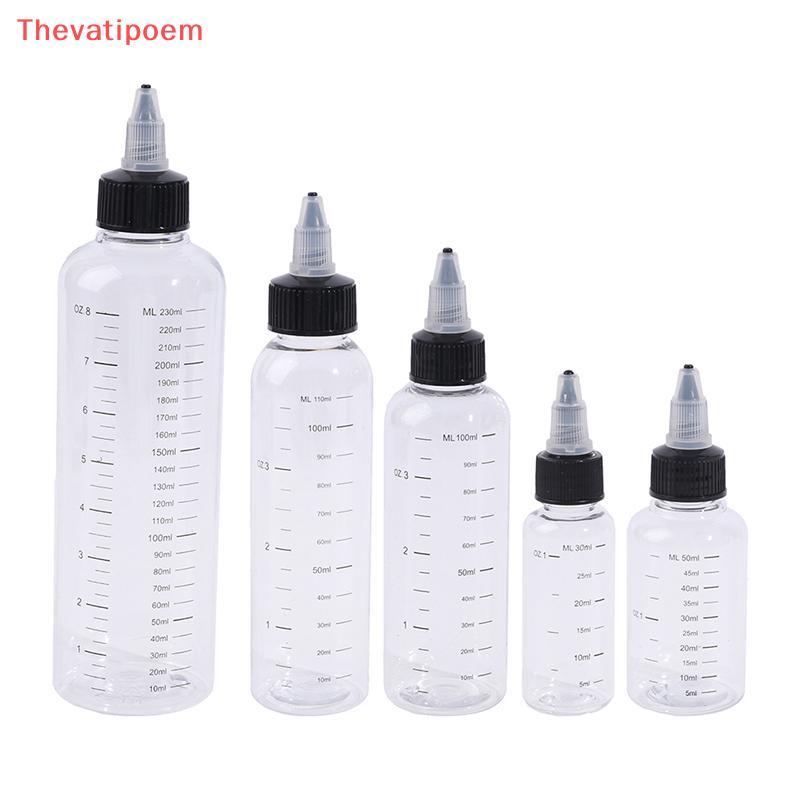 [Thevatipoem] 30ml-250ml พลาสติก PET Liquid ความจุขวดหยดหมึกสีคอนเทนเนอร์ร้อน