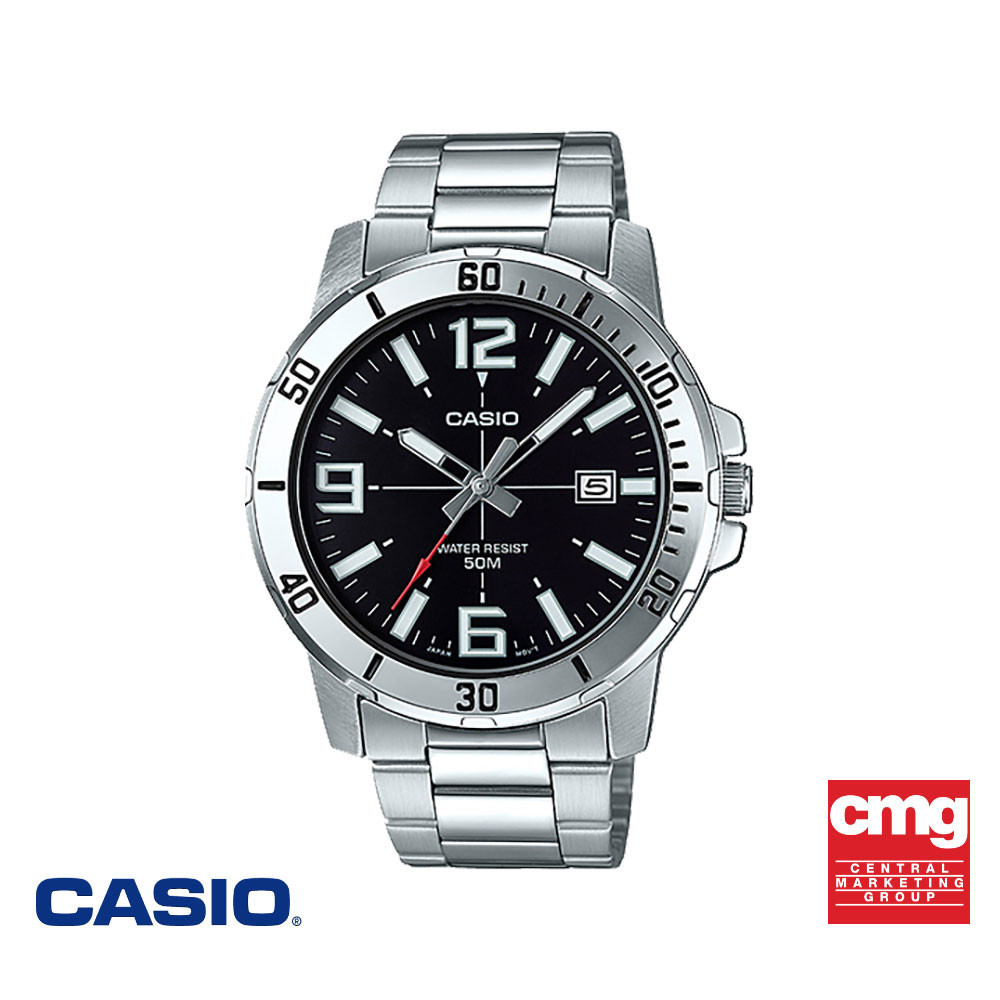 CASIO นาฬิกาข้อมือ CASIO รุ่น MTP-VD01B-1BVUDF วัสดุสเตนเลสสตีล สีดำ