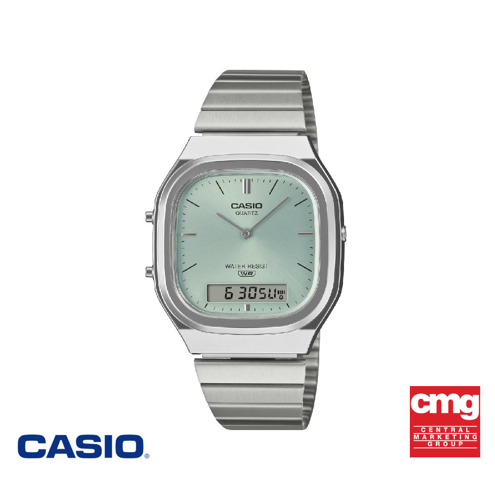CASIO นาฬิกาข้อมือ CASIO รุ่น AQ-240E-2ADF สายสเตนเลส สีฟ้า
