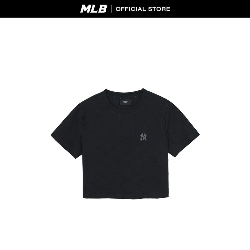 MLB เสื้อยืด ผู้หญิง Women'S Dia Monogram Tonal Jaquard Crop T-Shirts รุ่น 3FTSM0963 50BKS สีดำ