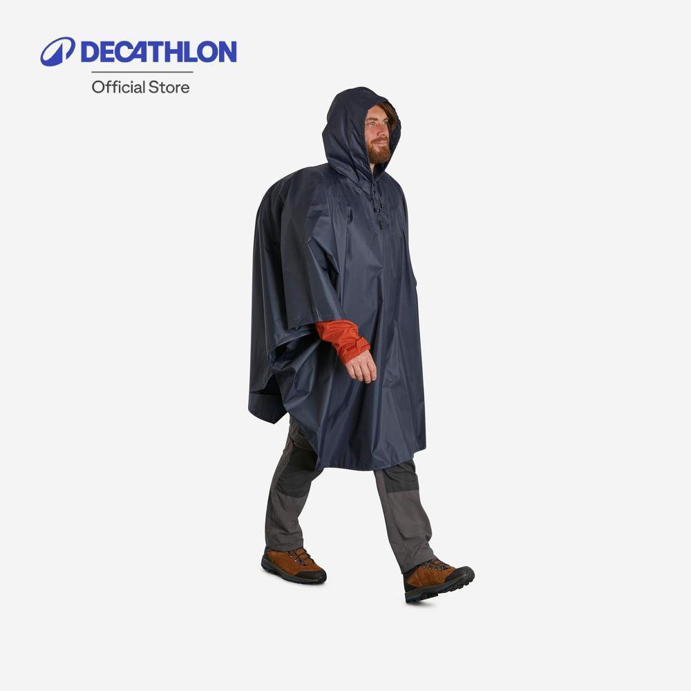 Decathlon Hiking Rain Poncho - Forclaz เสื้อปอนโชสำหรับเดินป่า Forclaz รุ่น Mt 100 รองรับเป้ขนาด 30 ลิตร - Blue