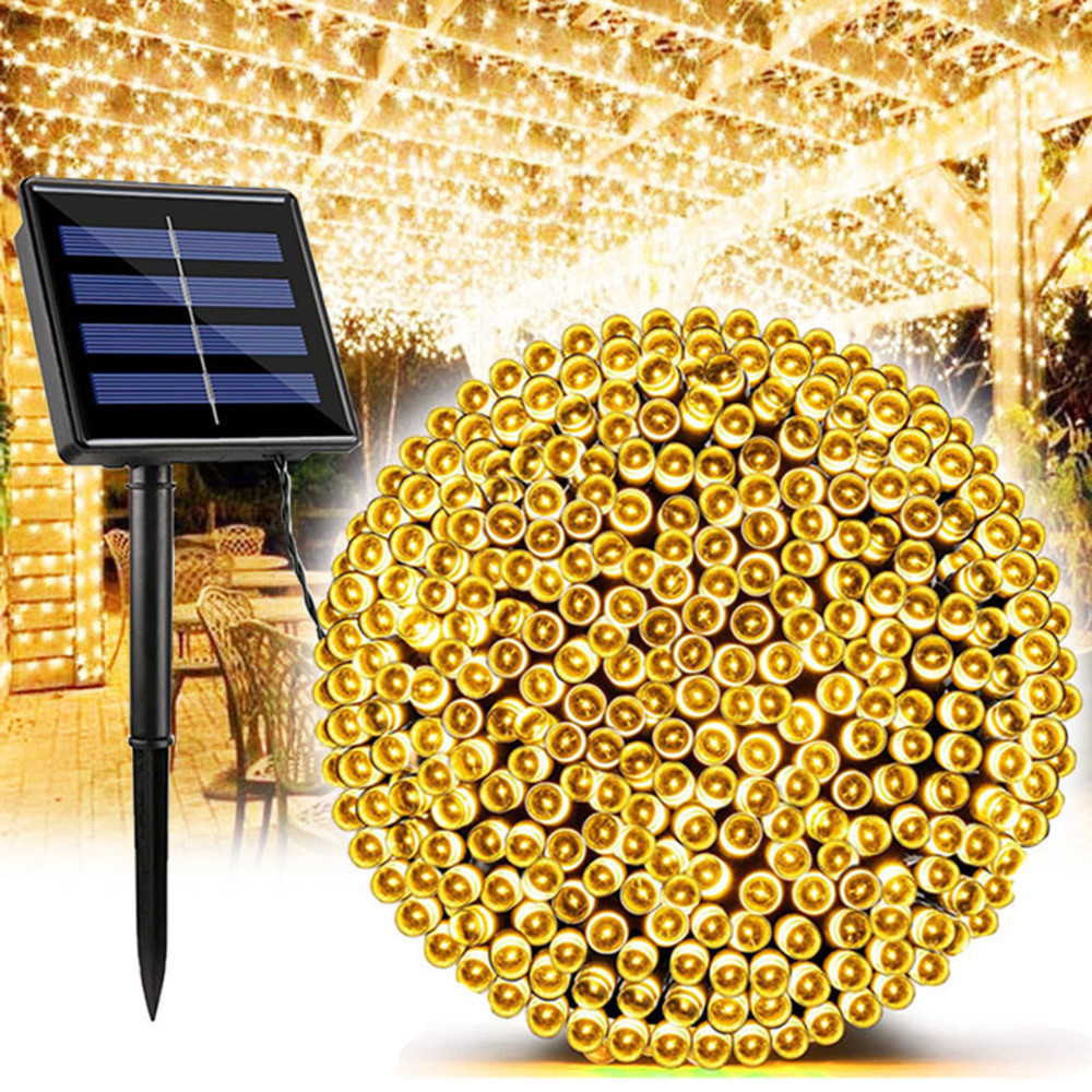 Solar Powered LED String Lights Outdoor Waterproof Fairy Lights String Solar Garland for Patio Weddi