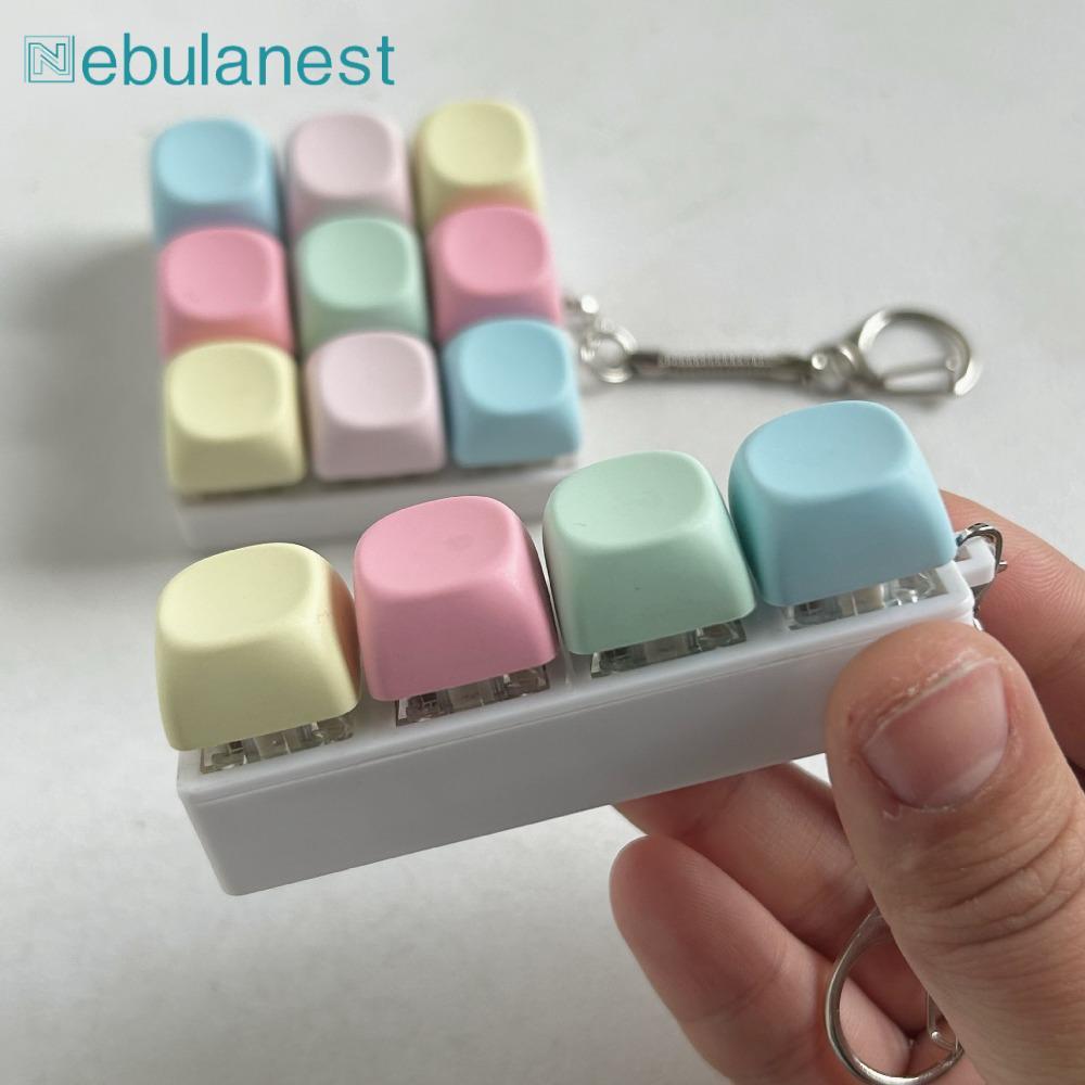 พวงกุญแจ NEBULANEST Fidget, ปุ่มคีย์ 4/9 คีย์คีย์บอร์ดนิ้ว, ผ่อนคลายผ่าน The Time Keycap ความเครียดบรรเทาของเล่นหยิกผู้ใหญ่