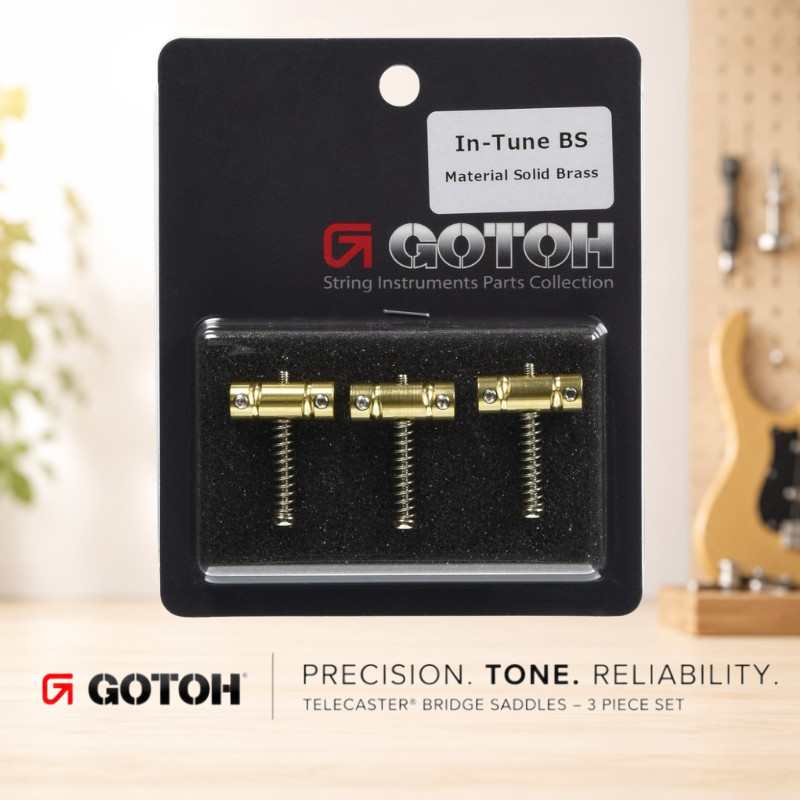 GOTOH Tele Bridge Saddles Brass PSS-ITB In-Tune 3pcs Set