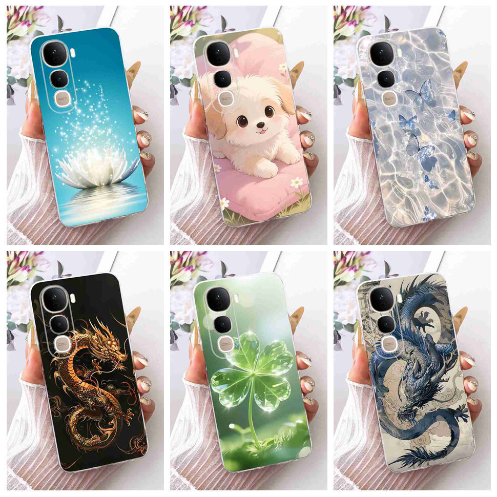 สําหรับ vivo Y400 Pro 5G 6.77 "กรณี Nice ดอกไม้โชคดีซิลิโคนโปร่งใส TPU สําหรับ Vivo Y400Pro Y400 PRO