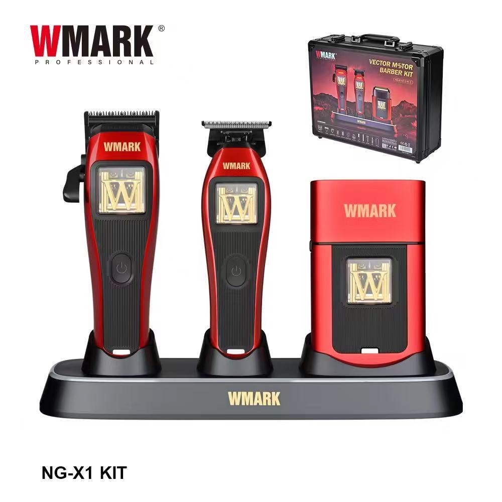 WMARK3-in-1 ปัตตาเลี่ยนผม LCD มอเตอร์ไร้แปรงถ่านจอแสดงผลดิจิตอลดันไฟฟ้า DLC ใบมีดปัตตาเลี่ยนผม NG-X1