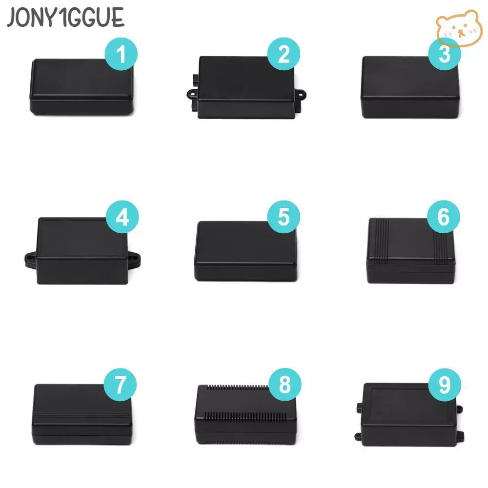 JONY1GGUE 1/2 ชิ้นกล่องโครงการอิเล็กทรอนิกส์พลาสติก ABS สีดํา 9 ขนาดเครื่องมือ