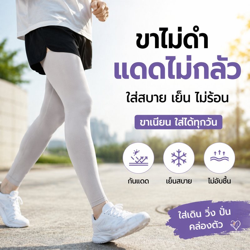 ปลอกขากันแดด ปลอกขาไอซ์ซิล์ก กันยูวี ระบายอากาศ แห้งไว ยืดหยุ่นสูง กันยุง ขี่มอเตอร์ไซค์