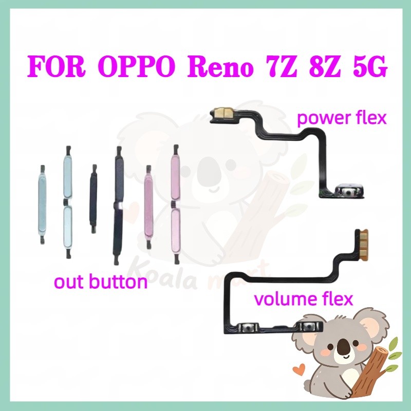 สําหรับ OPPO Reno 7Z 5G / 8Z 5G โทรศัพท์สวิทช์ Key Power On Off Volume up down ปุ่มด้านข้างปุ่ม Flex เปลี่ยน