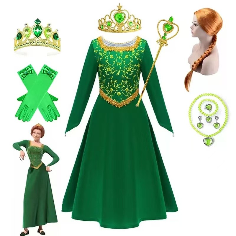 สาวภาพยนตร์ Monster Shrek Shrek Fiona ชุดเจ้าหญิงเทศกาลหกคอสเพลย์การแสดงบนเวทีเครื่องแต่งกาย