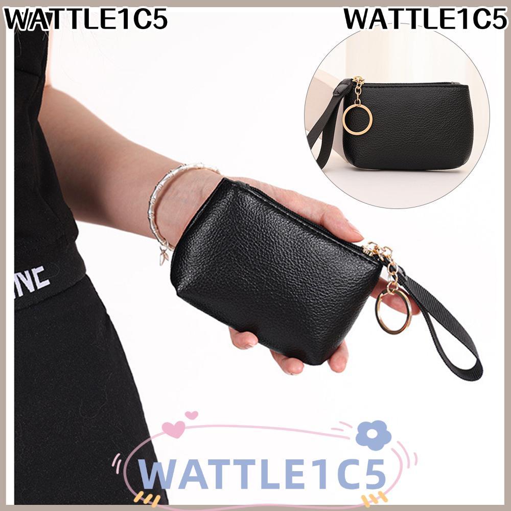WATTLE1C5 กระเป๋าสตางค์, กระเป๋ามัลติฟังก์ชั่นหนัง PU, กระเป๋าคลัทช์สีทึบซิป
