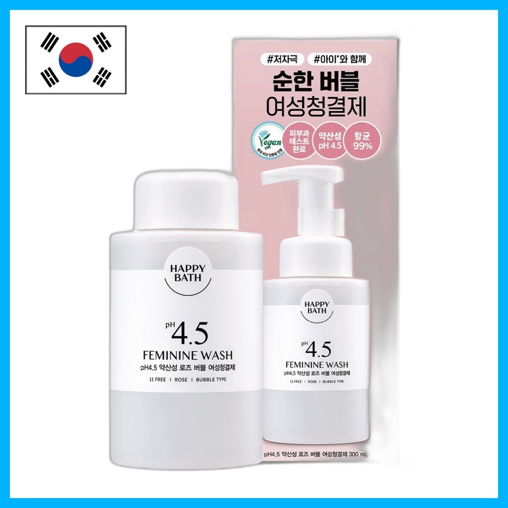 [happy bath] pH 4.5 Feminine Wash Rose Bubble, 300ml, 1pc / Korean Feminine Wash / pH 4.5 Formula by