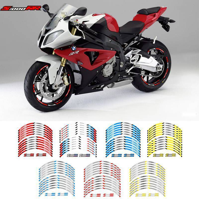 เหมาะสําหรับ BMW S1000RR รถจักรยานยนต์ดัดแปลงสติกเกอร์ล้อที่ไม่ซ้ํากันขอบล้อขอบรถสติกเกอร์กันน้ําสะท้อนแสง