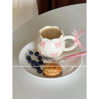 แก้วนม แก้วกาแฟ insโบว์โบว์เล็ก🎀 3D ใช้ไมโครเวฟได้ เหมาะมากสำหรับเป็นของขวัญ พร้อมส่ง