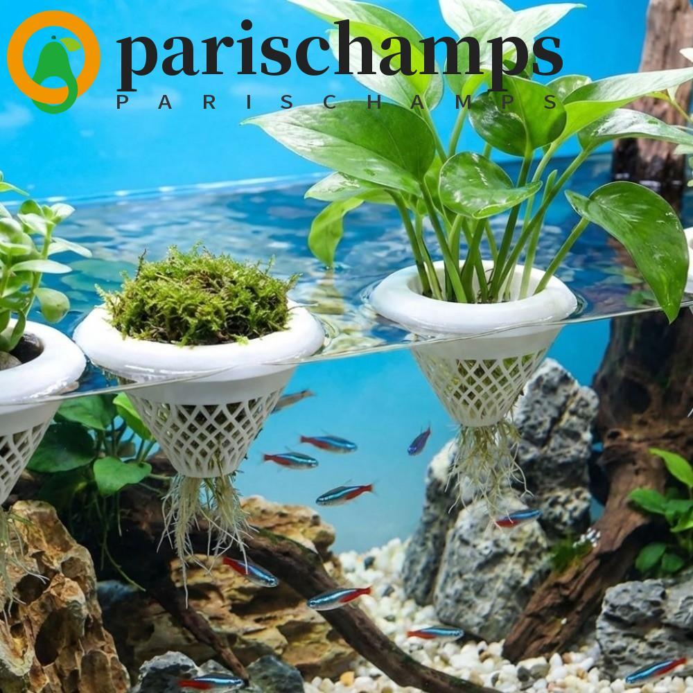 PARISCHAMPS ตะกร้าปลูกตู้ปลาลอยน้ํา, ตะกร้าพืชไฮโดรโพนิพลาสติกพิมพ์ลาย 3 มิติ, กระถางปลูกตกแต่งไม่ซ้ําใคร, พืชปลา Symbiosis Plant ระบบไฮโดรโปนิกส์