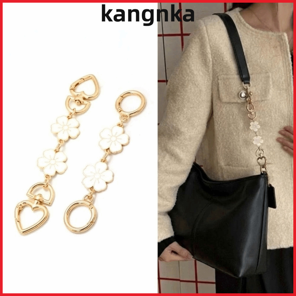 KANGNKA โซ่ขยาย, โซ่ขยายโลหะอเนกประสงค์, ส่วนต่อขยายสายสะพายสไตล์มินิมอล, กระเป๋าถือโซ่กระเป๋าสะพายข้างลายดอกไม้อีพ็อกซี่