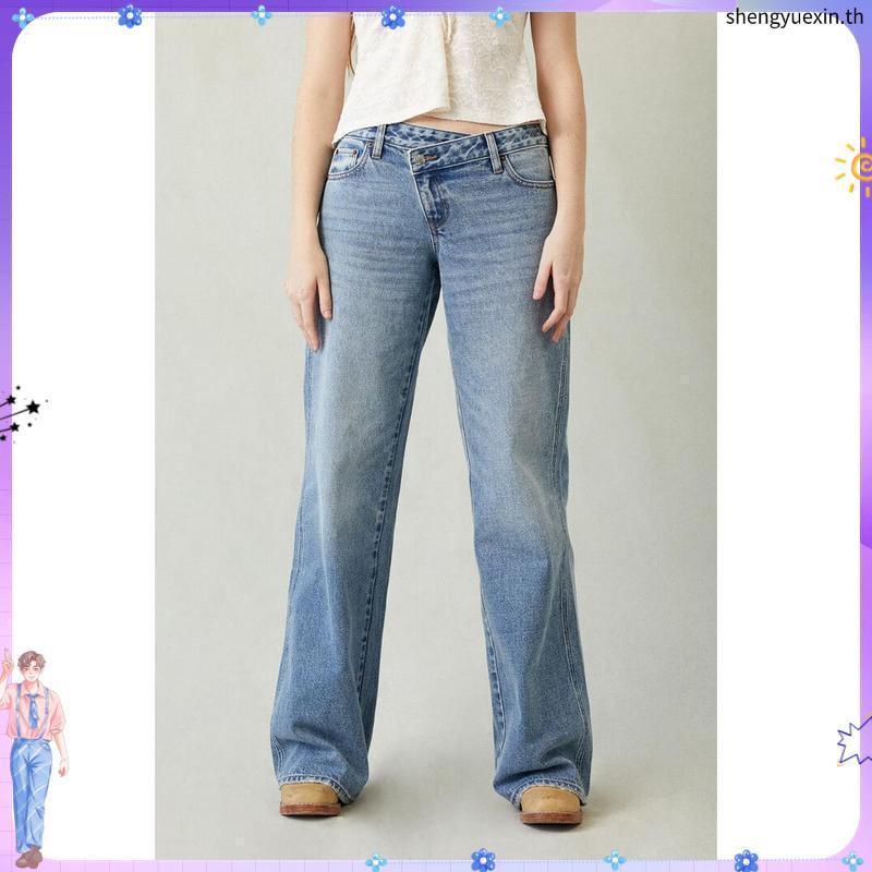 Mc jeans กางเกงยีนส์ผู้หญิง ขากว้าง ทรงไวด์เลค (Wide Leg) สียีนส์ฟอกอ่อน MFWZ223