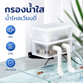 กล่องกรองตู้ปลาแบบหมุน ขนาดเล็ก วัสดุPE ระบบหมุนเวียน+เพิ่มออกซิเจน ทำน้ำใสสะอาด ปกป้องปลา