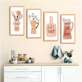 ของแขวนผนังไม้ 4 ชิ้น - ชุดใหม่ Enjoy Life ซีรีส์มินิมอล ตกแต่งธรรมชาติ ภาพวาดประดับผนัง
