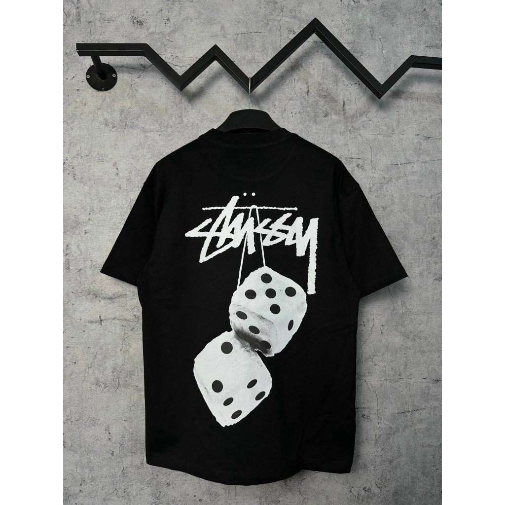 เสื้อยืด Stussy Dice Print เสื้อลําลองโอเวอร์ไซส์ unisex สไตล์สตรีท