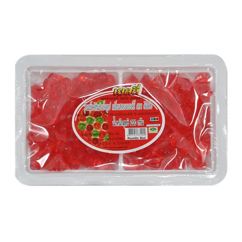 ดีลิคัพ เชอร์รี่เยลลี่บอลผ่าแดง 220 ก. (DELICUP Jelly Pastille Red 220 g)