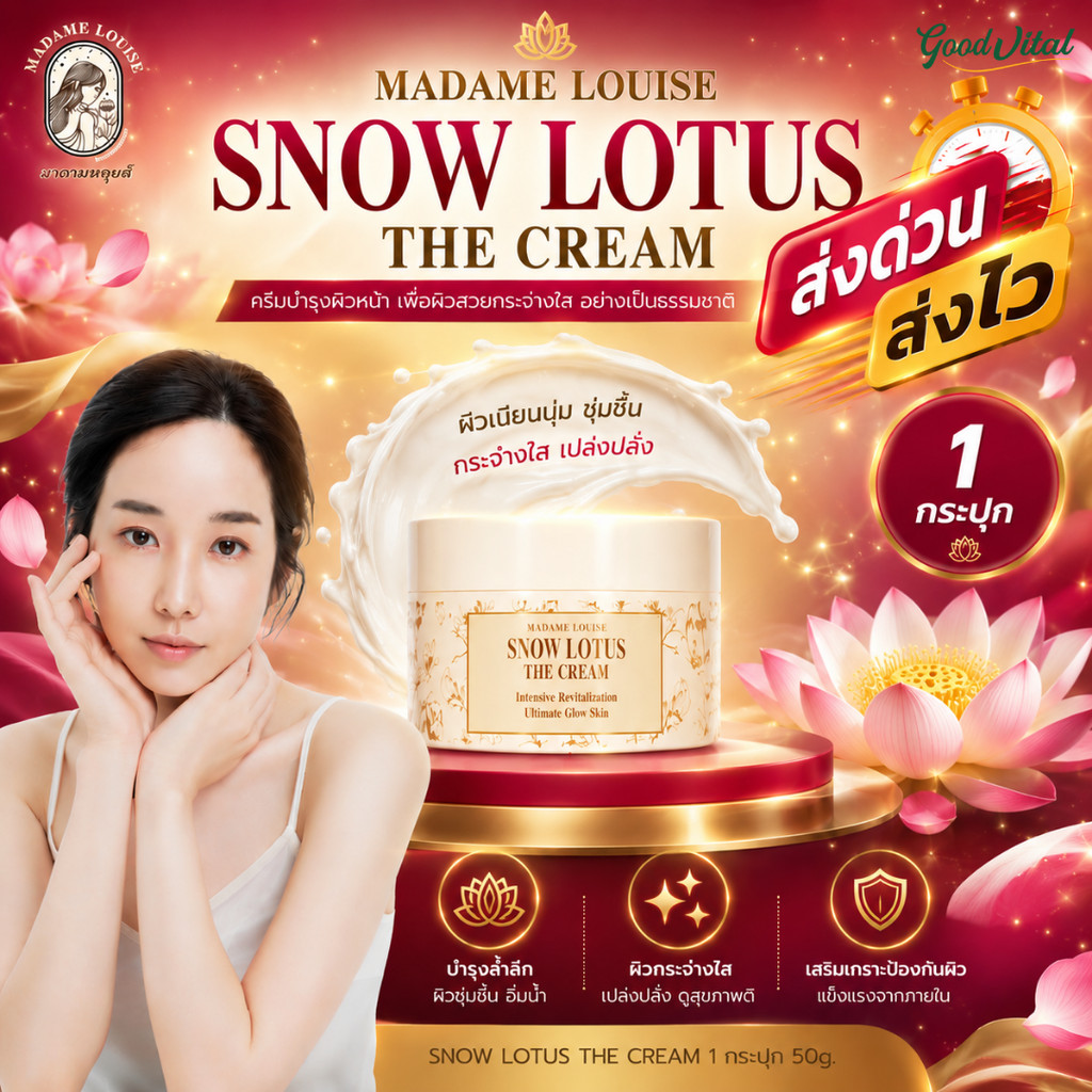 (ส่งด่วนในวัน) Madame Louise Snow Lotus The Cream (1กระปุก) ครีมบำรุงผิวหน้า บัวหิมะ ผิวชุ่มชื้น ผิวดูเรียบเนียน