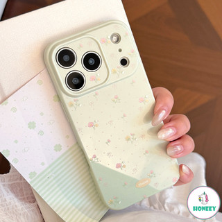 หวานสีเขียวดอกไม้โบว์เคสโทรศัพท์สําหรับiPhone 12 13 14 15 16 17 Pro Maxเคลือบเงาป้องกันกล้องเต็มรูปแบบฝาครอบป้องกันการตก