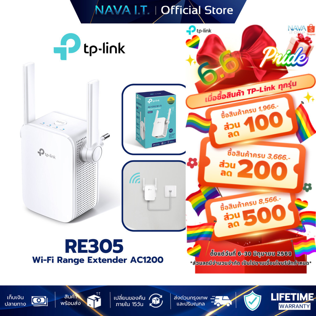 TP-LINK RE305 AC1200 AC1200 WiFi Repeater อุปกรณ์ขยายสัญญาณ ( Wi-Fi Range Extender)
