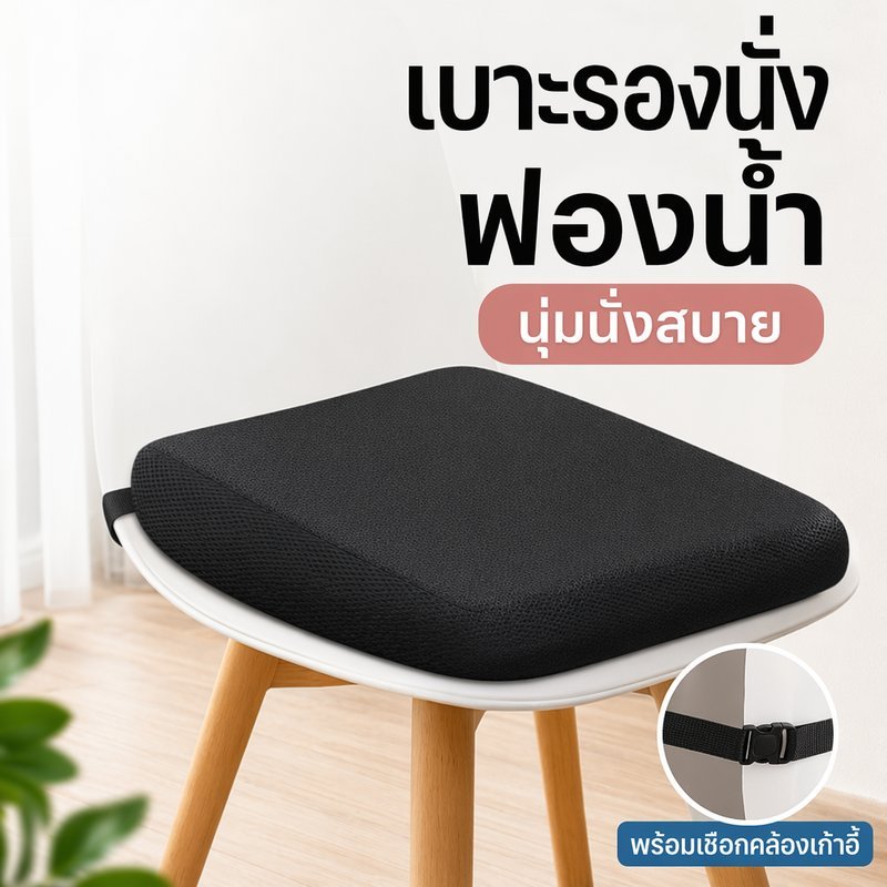 เบาะรองนั่ง เบาะรองเก้าอี้ ฟองน้ำหนานุ่ม ระบายอากาศ กันลื่น ถอดซักได้ นั่งสบาย ออฟฟิศ รถยนต์