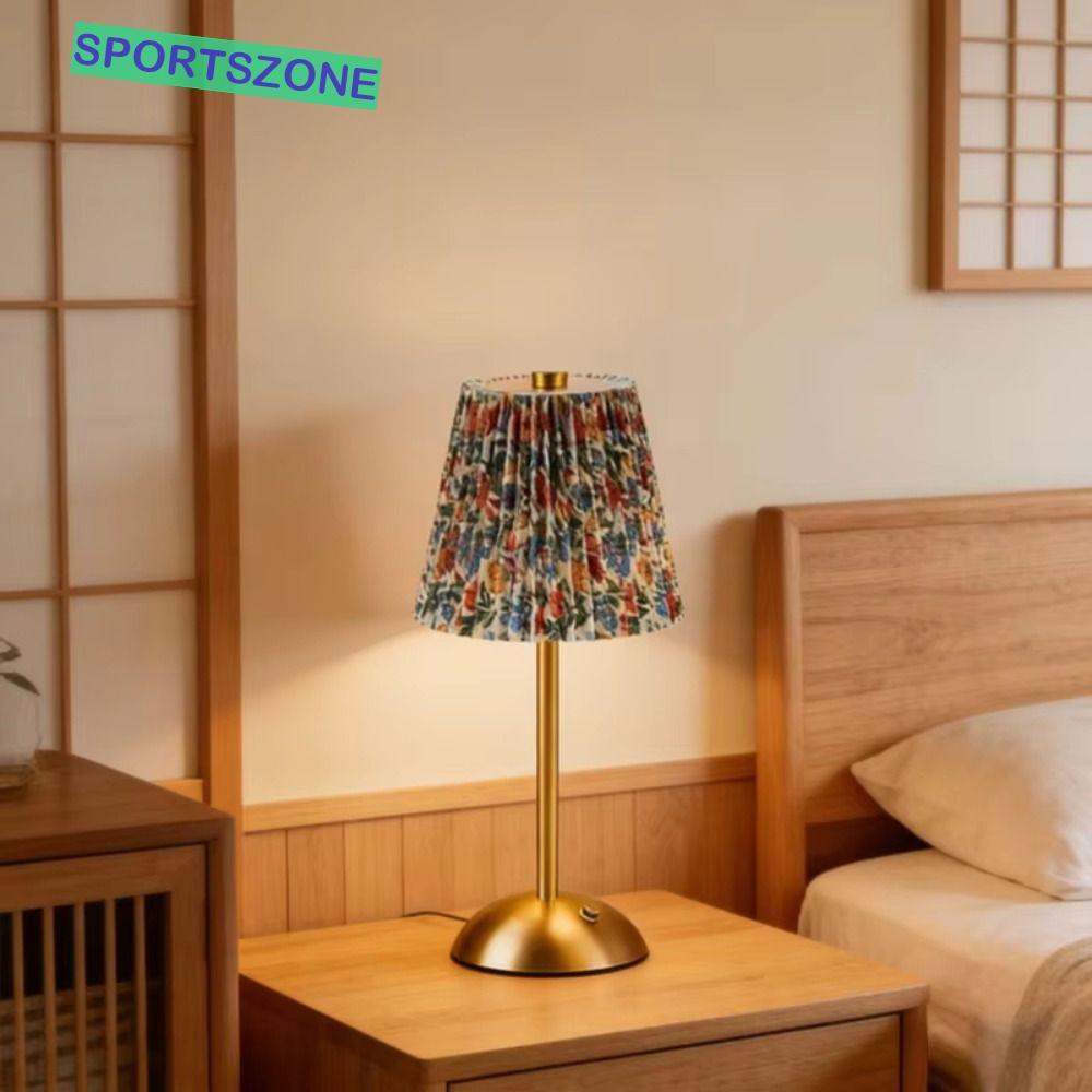 SPORTSZONE Touch โคมไฟข้างเตียง, โคมไฟตั้งโต๊ะจีบสไตล์ Pastoral หรี่แสงได้, ชาร์จ USB แบบพกพาไร้สายผ้า Shade ข้างเตียง Ambient Light ร้านอาหาร