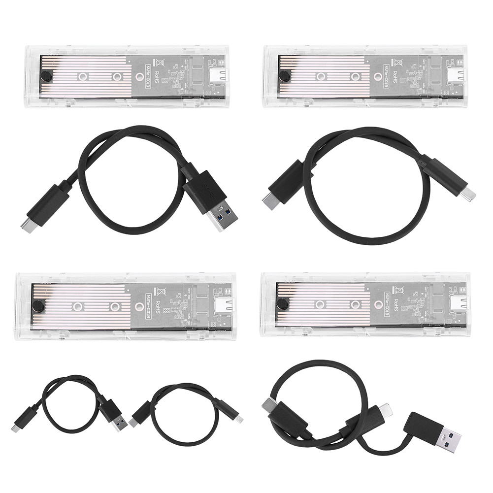 M.2 NVME PCIe NGFF SATA Dual Protocol Clear SSD Case 10Gbps SSD Hard Drive Case