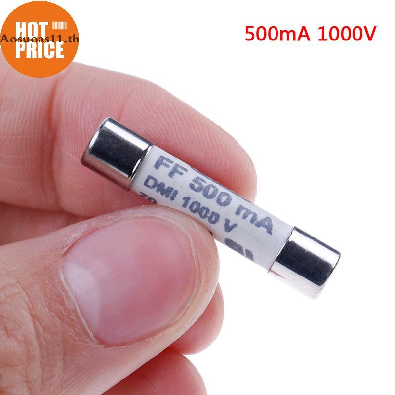 Aosuoas 1 PC FF 0.5A 500mA 1000V dmi ฟิวส์สําหรับมัลติมิเตอร์ F15B F17B F18B 6.3x32 มม.TH.