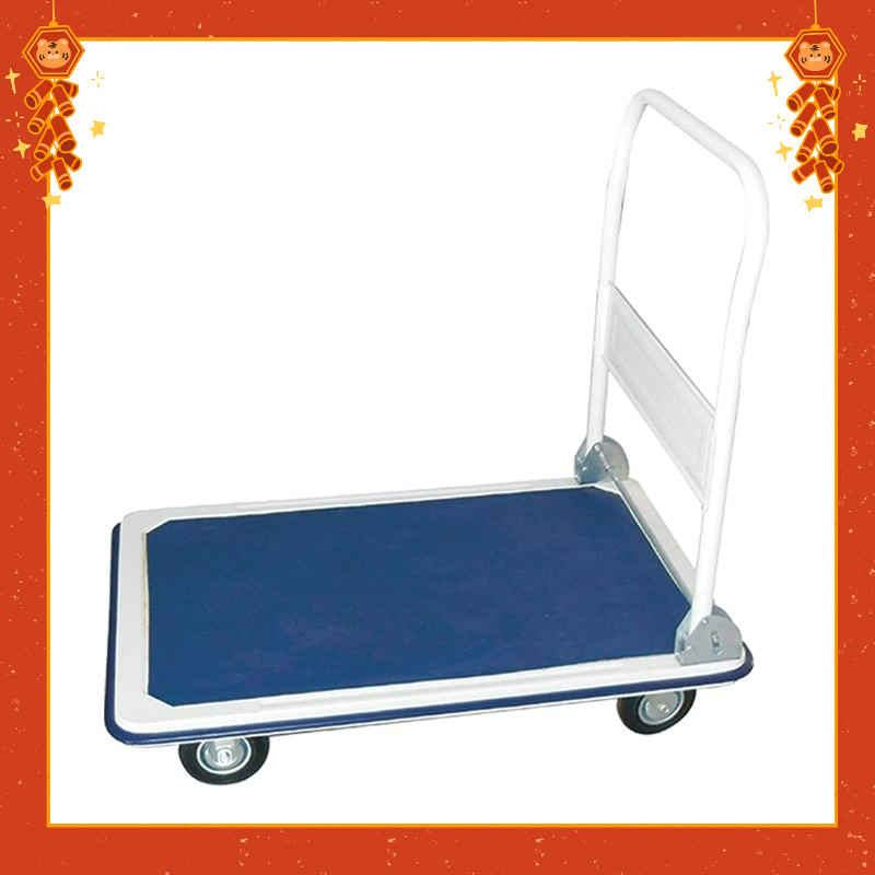 รถเข็นท้องแบนพื้นเหล็ก 4 ล้อด้ามจับพับเก็บได้ รุ่น TT0150CA ขนาด 150 กก. สีน้ำเงิน ส่งฟรี