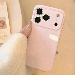 สำหรับ iPhone 16 17 15 13 14 12 11 Pro Max XR 15 14 16 Plus รุ่นใหม่ เคสกันกระแทกสีพาสเทลเรียบง่ายแฟชั่นขอบลายหัวใจ