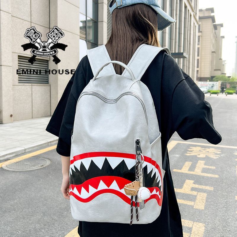 [คลังสินค้าพร้อม] [EMINI HOUSE] Shark กระเป๋าเป้สะพายหลังสไตล์ใหม่ผู้ชายผู้หญิงแฟชั่นกระเป๋าเป้สะพาย