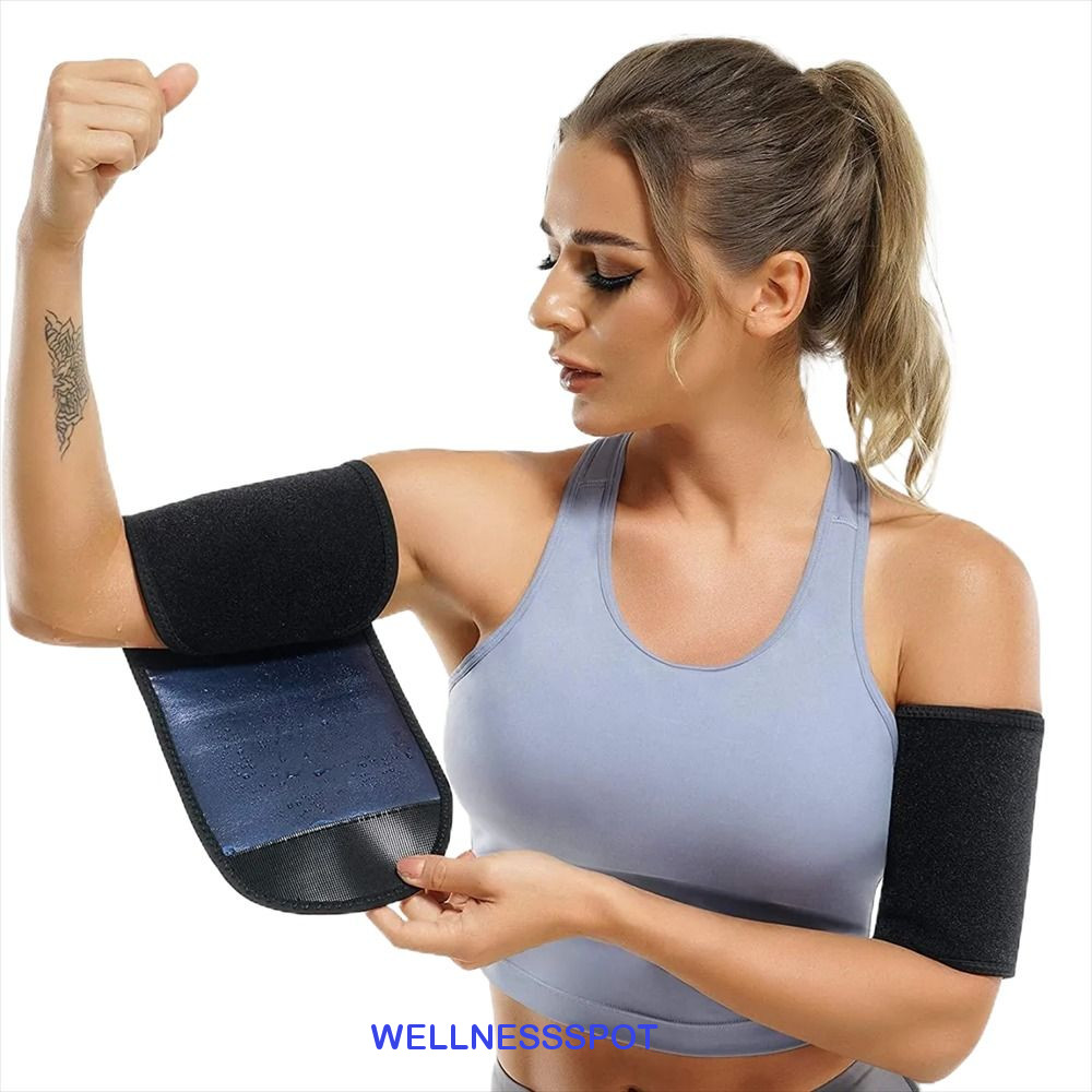 WELLNESSSPOT สายรัดแขนออกกําลังกาย, ที่ป้องกันแขนเหงื่อซาวน่า, กระชับสัดส่วนแขนอุ่นร่างกาย, ปลอกกระชับสัดส่วนเผาผลาญไขมัน, สายรัดเหงื่อ