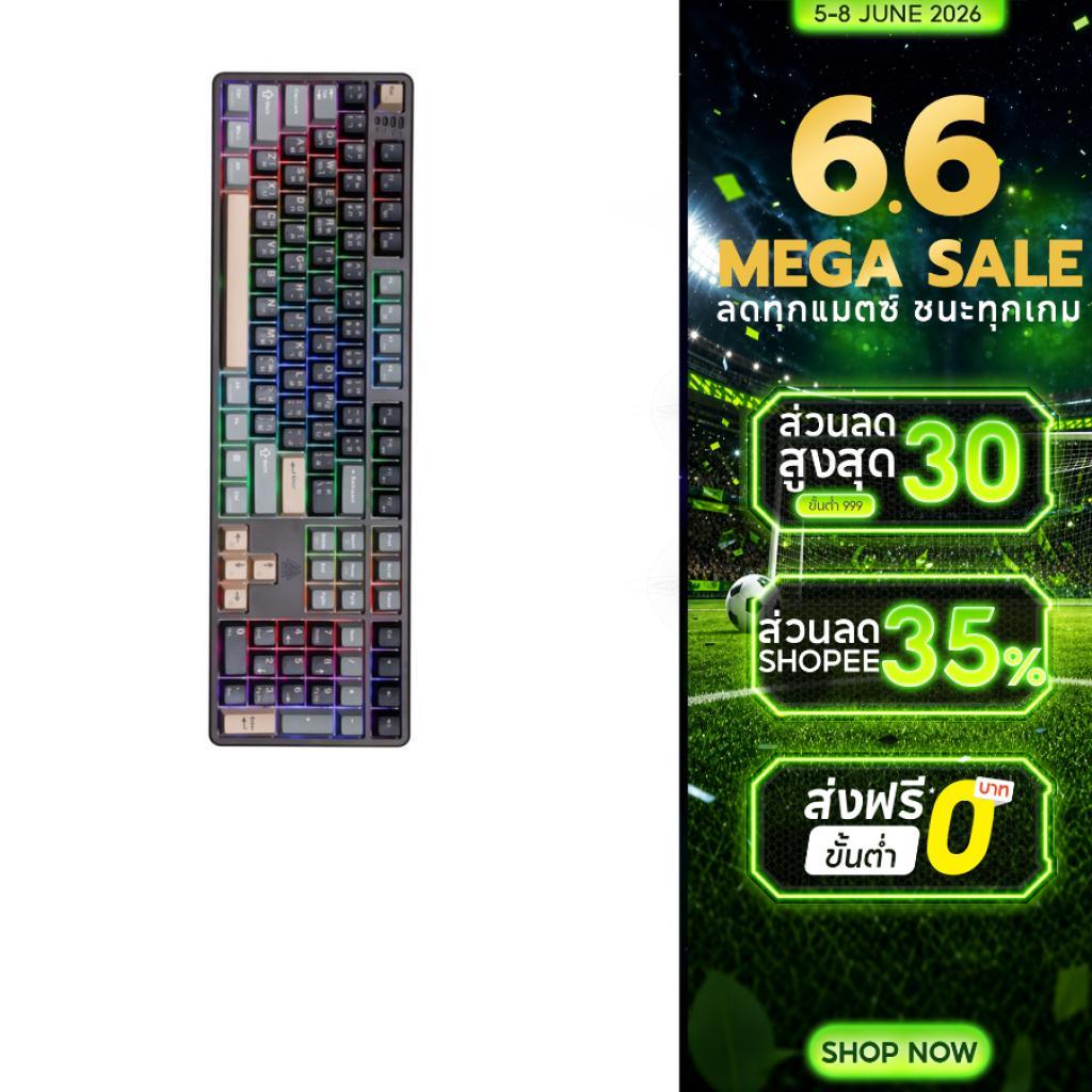 [รับประกัน 2 ปี] EGA คีย์บอร์ดเกมมิ่ง TYPE CMK7 เชื่อมต่อBT, wireless,สาย Mechanical Full  RGB CIY Switch 5 Pin ขนาด100%