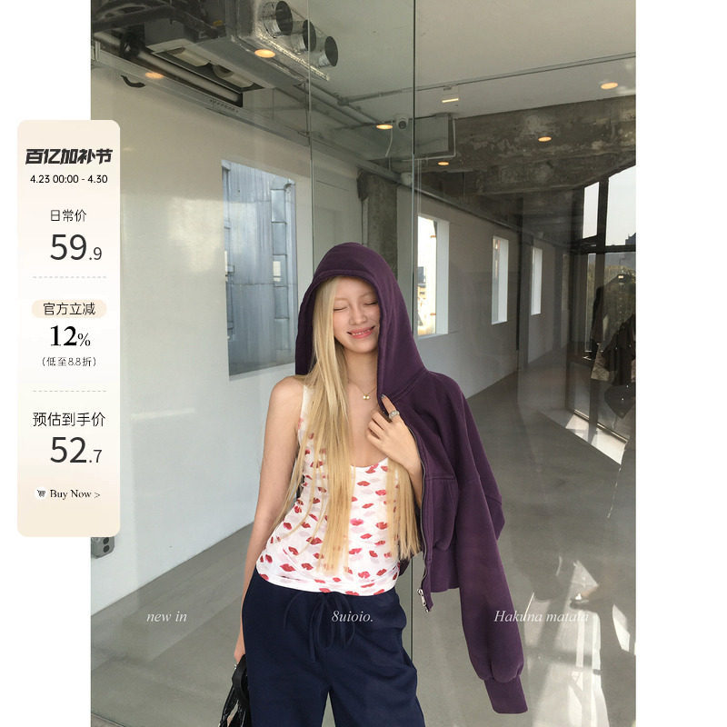 8uio Pop Pictorial พื้นหลังสีขาวริมฝีปากสีแดง v-คอ Camisole ผู้หญิงฤดูร้อนสไตล์ใหม่ Slim-fit สาวร้อน