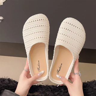 👡 รองเท้าแตะครึ่งแผ่นพื้นหนาทึบโบฮีเมียน 2025 ทรงเบียร์เนอร์ สวมใส่สบาย ใส่ได้ทันทีเหมาะผู้หญิงสีสวยส่งไว