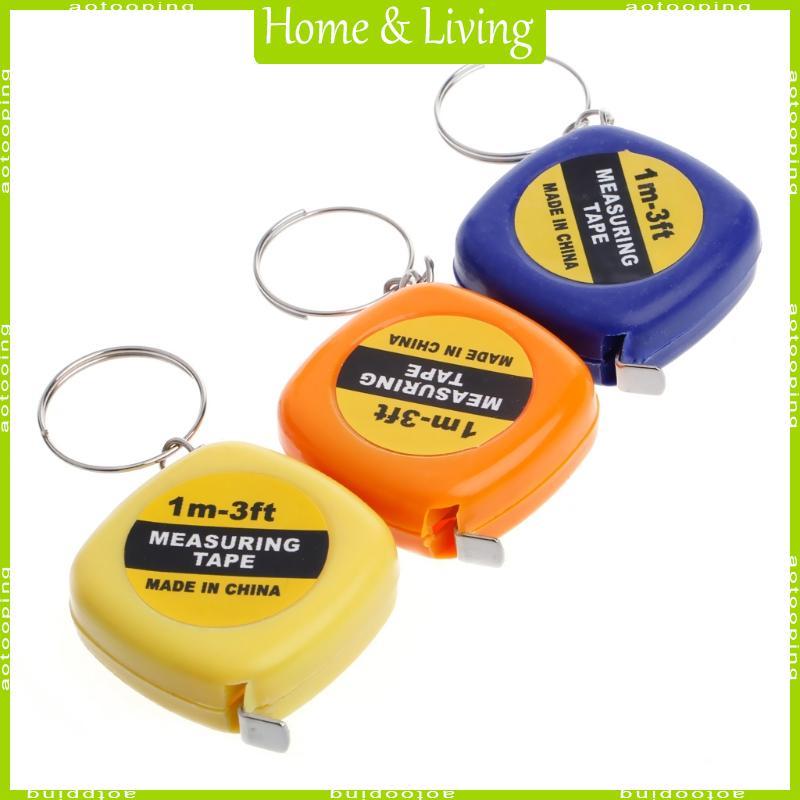 Easy Retractable Ruler Tape Measure Mini Portable Pull Ruler Keychain 1m/3ft