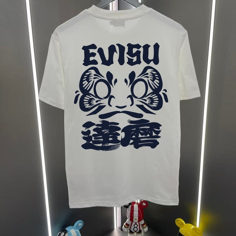 Evisu/God of Fortune 2026 คลาสสิกรอบคอแขนสั้นเสื้อยืดผู้ชายผู้หญิงสไตล์เว็บไซต์อย่างเป็นทางการพร้อมก
