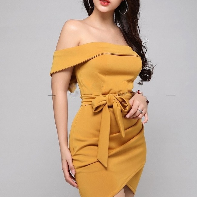 MYDU SHOP @ : Pretty MS 2281 เดรสปาดไหล่