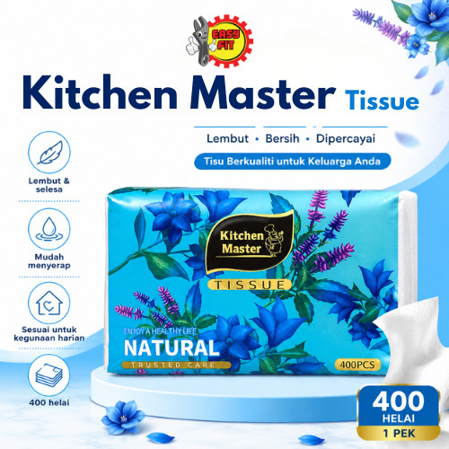 EASY FIT 1 PACK 4 ชั้น Deluxe Soft Cheerful Tissue 400 แผ่น KITCHEN MASTER กระดาษเช็ดหน้าแบบหนา