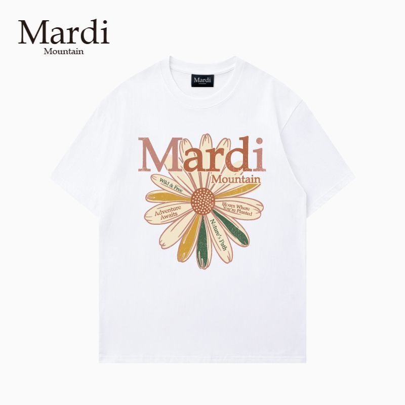 Mavvdi Street Wear สไตล์ใหม่พิมพ์แฟชั่นอินเทรนด์ผ้าฝ้ายแท้แขนสั้นผู้ชายผู้หญิงเสื้อยืด 56343