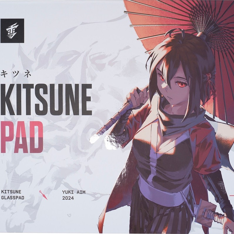 Yuki Aim แผ่นรองเมาส์แก้ว Kitsune Glass Mousepad แบรนด์ใหม่แท้ Limited Edition